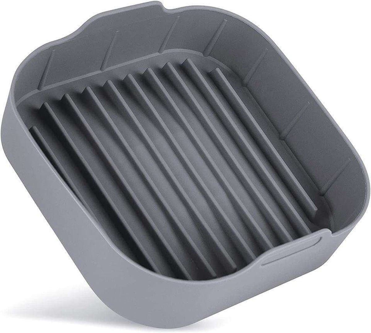 Vierkante siliconen Airfryer bak | 20 x 20 cm | Kleur: Grijs & Rood