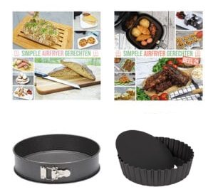 2 Kookboeken + Springvorm + Airfryer bakplaat XL