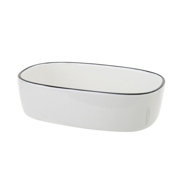 Ovenschotel Lasagne 20x15 cm Wit met Zwarte Rand voor Airfryer