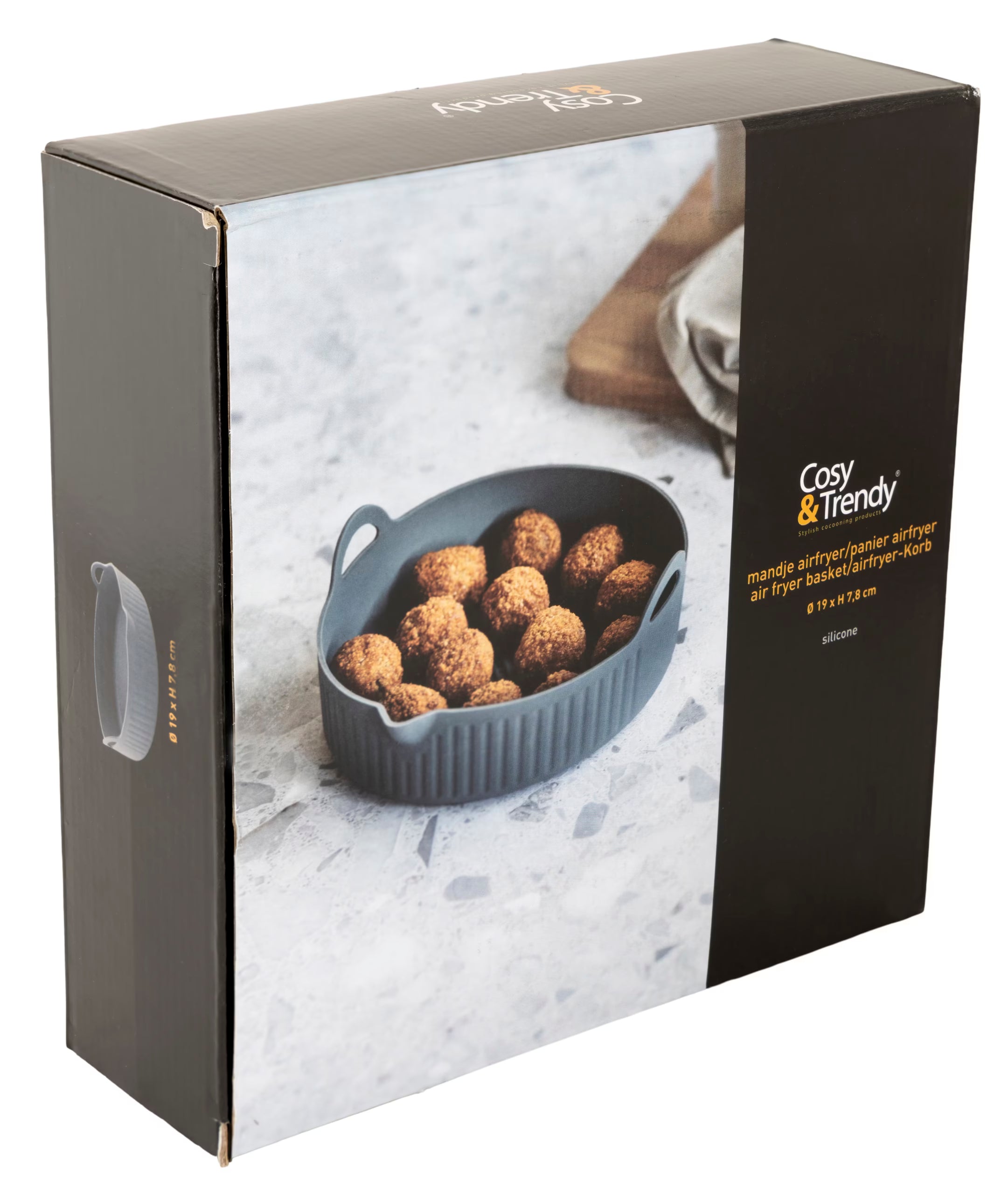 Airfryer Mandje Silicone Donkergrijs – Ø19 × H7,8 cm