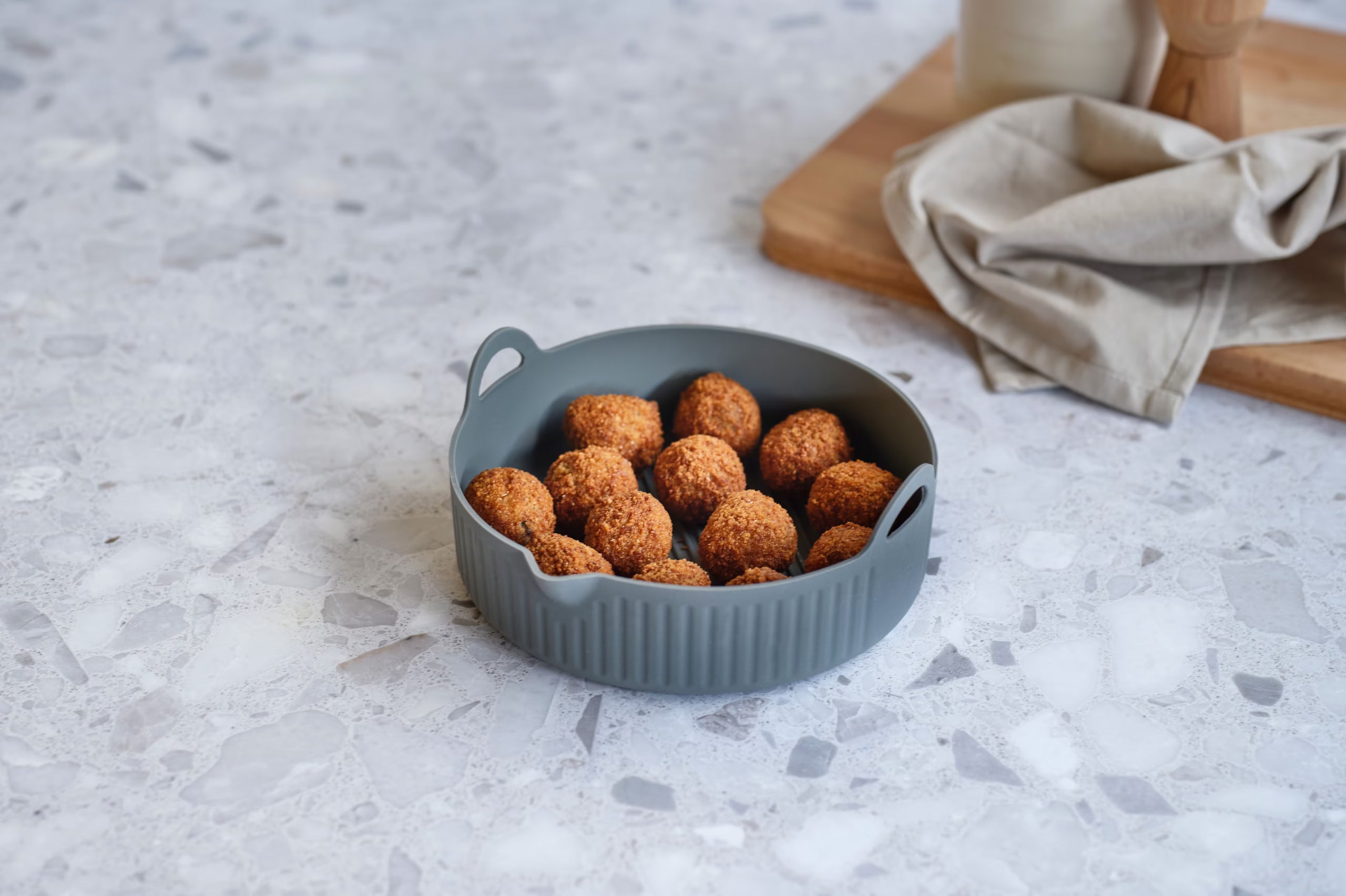 Airfryer Mandje Silicone Donkergrijs – Ø19 × H7,8 cm