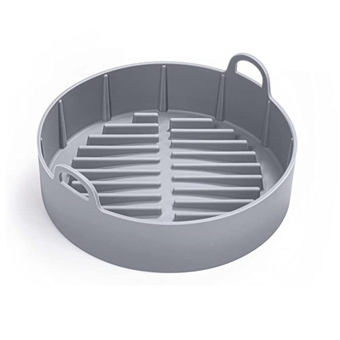 Ronde siliconen Airfryer bak | 18 x 18 cm | Kleur: Grijs