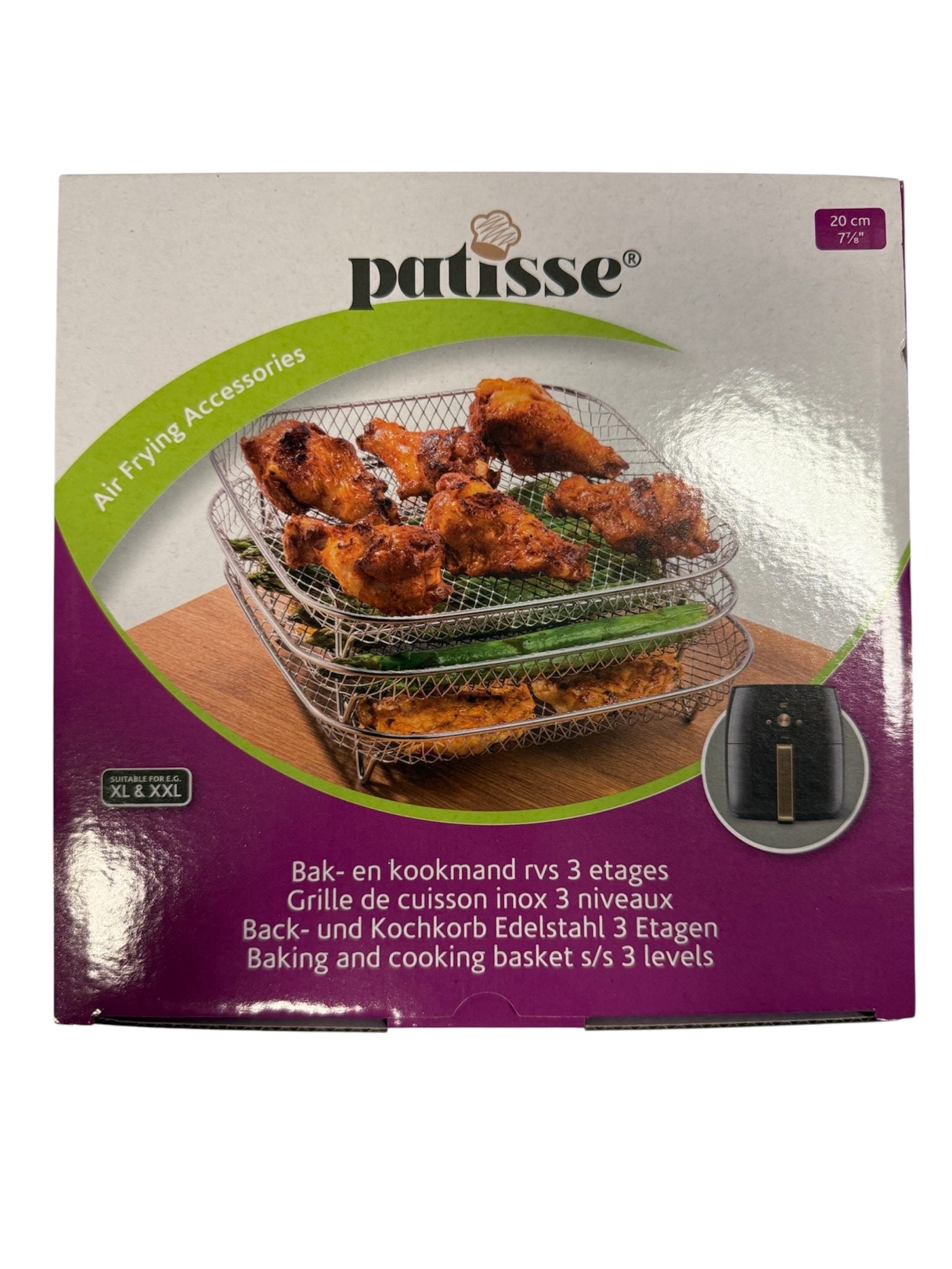 Patisse RVS Kookmand – 3 Etages | 20 cm | Voor XL & XXL Airfryers