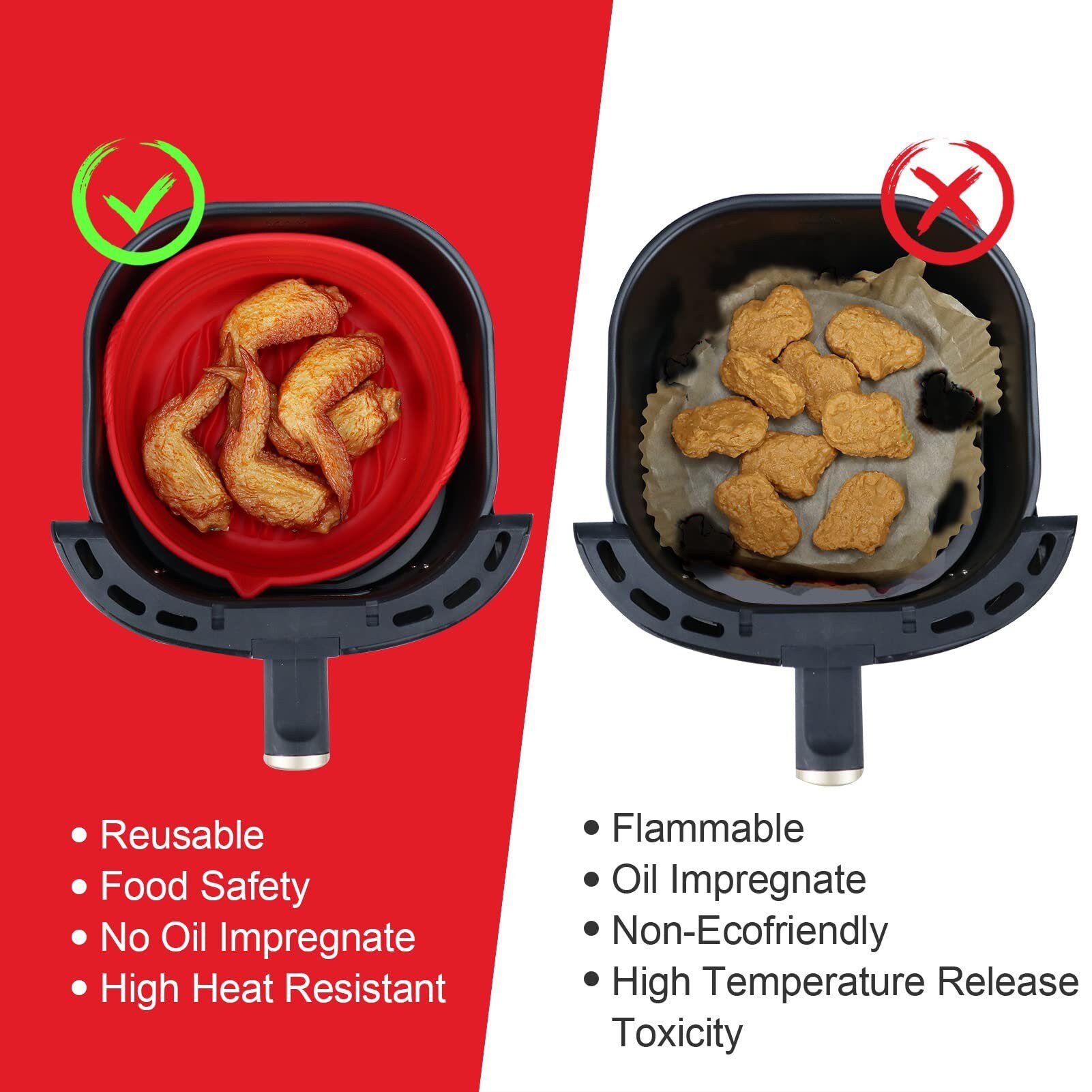 Opvouwbare Siliconen Airfryer bakvorm | 20 cm