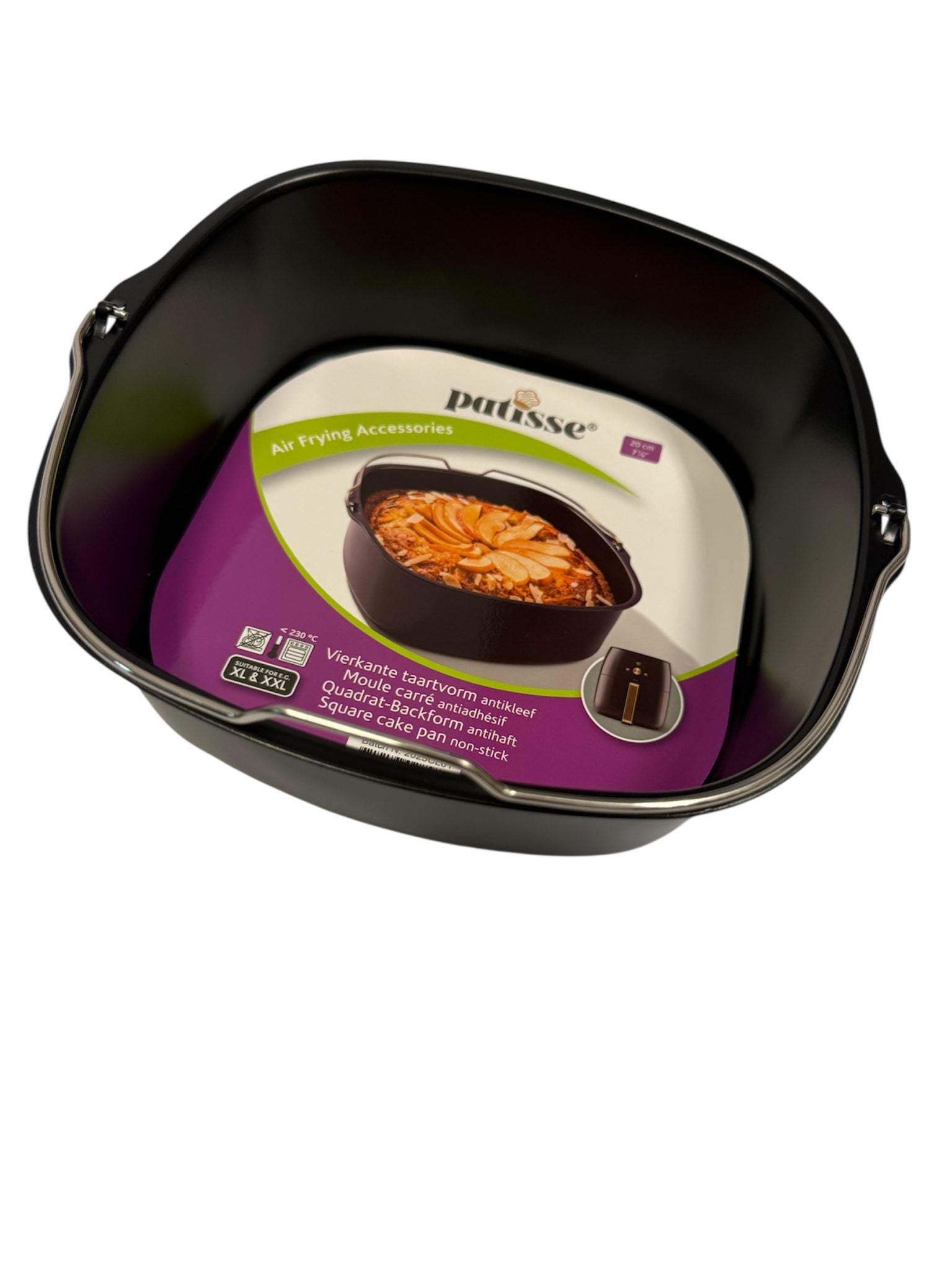Vierkante airfryer bakvorm 20 cm buitenkant | Patisse XL-XXL